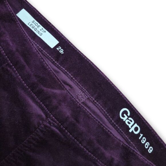Gap Pants Size 29r W30" x L28" GAP 1969 Side Zip Legging Pants Skinny Leg Velvet - Picture 6 of 6